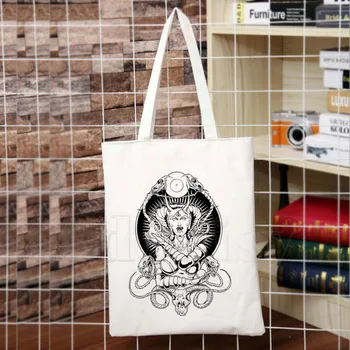 

Demon Death Scary Evil Hip Hop Satanism Grim Reaper Arrives Art Canvas Bag Totes Simple Print Shopping Bags Girls Life Pacakge