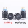 19mm Customization button latching/Momentary metal Black oxide push button switch ring lamp flat round fans light ► Photo 3/5