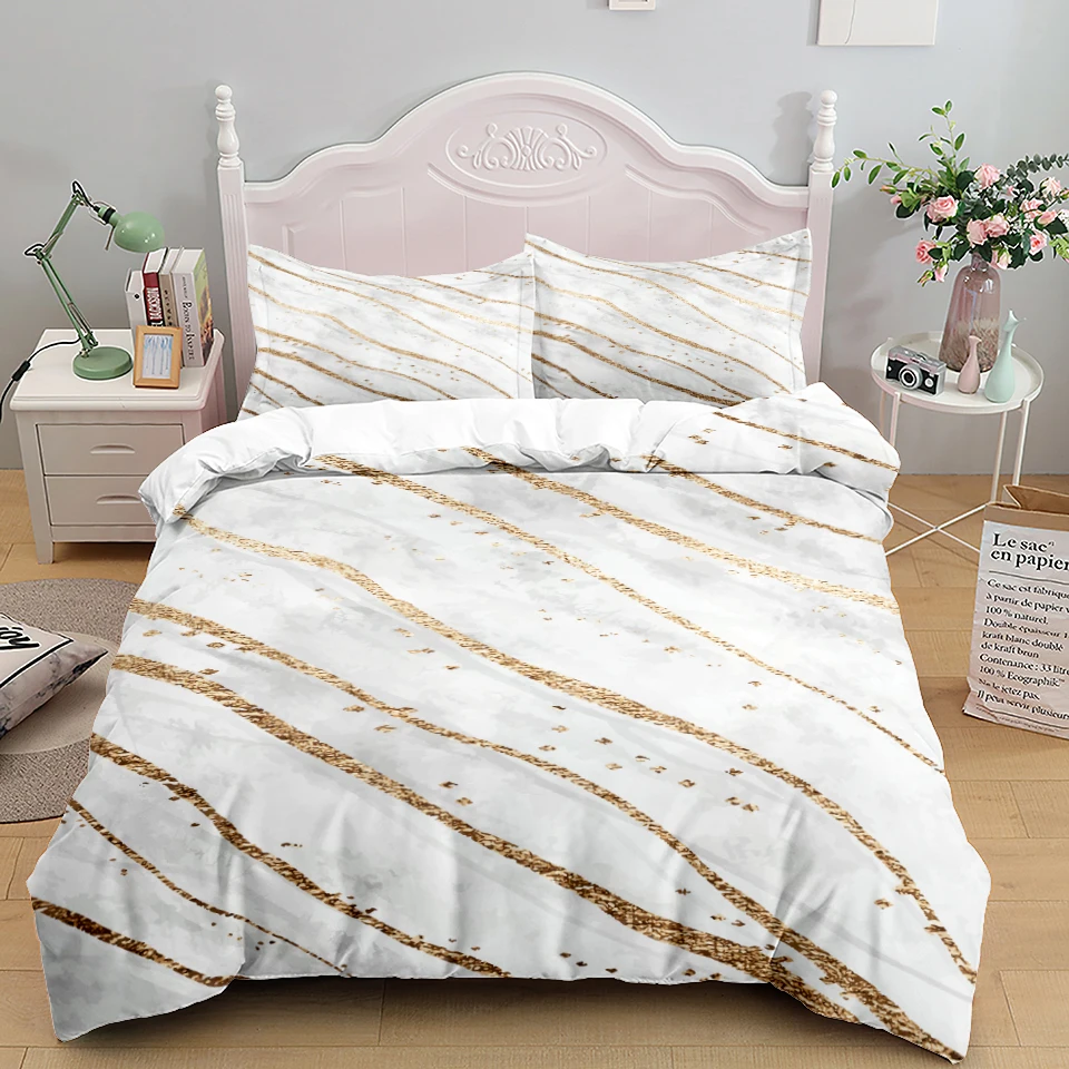 DXHOME Zwart beddengoed, 135 x 200 cm, 4-delig, goud