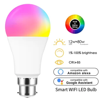 

WiFi Smart LED Light Bulb Work Google Assistant Voice Control APP Remote Control Dimmable RGB Multiple-Color LED Bulb
