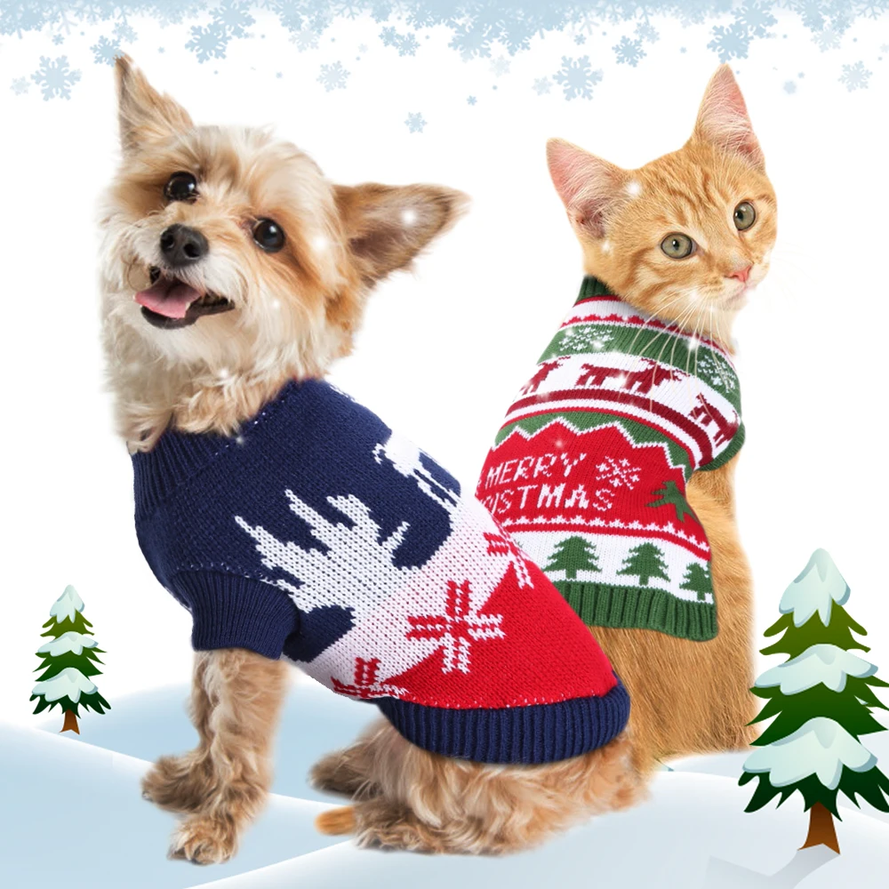 Мягкий шерстяной свитер для собаки на рождество теплый зимний Кот Собаки трикотажные свитеры Маленькие Средние собаки одежда французский для бульдога чихуахуа