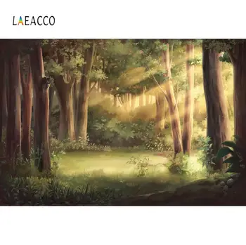 

Laeacco Jungle Sunlight Grassland Forest Trees Photography Backgrounds Vinyl Customized Photographic Backdrops For Photo Studio