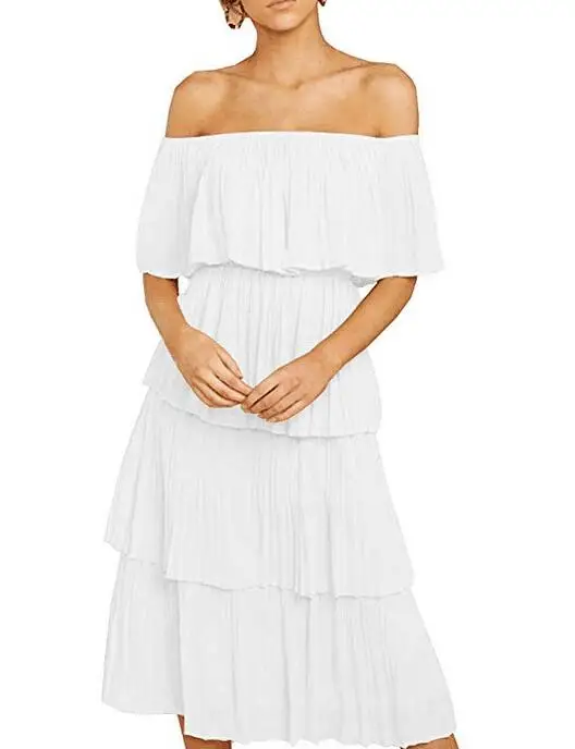 Женское свободное платье торт Boho летнее без бретелек элегантные платья для