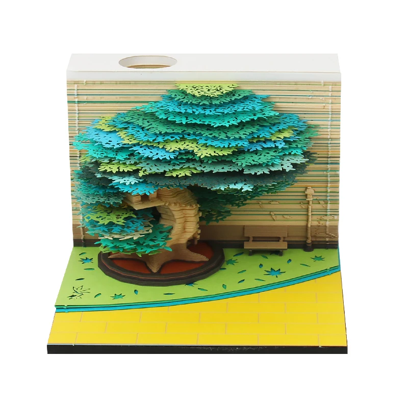 Omoshiroi Block 3D Notepad Novel Mini Scrapbooking Stationery Promotional Christmas Tree Gift Decoration Party Giveaway Box | Дом и сад
