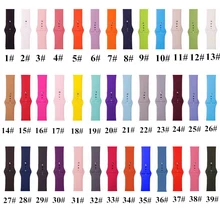 39 Цвета силиконовые Ремешки для наручных часов Apple Watch, версии 44 мм 40 мм, 42 мм, 38 мм, версия 5/4/3/2/1 браслет на запястье браслет для наручных часов iWatch, ремешок