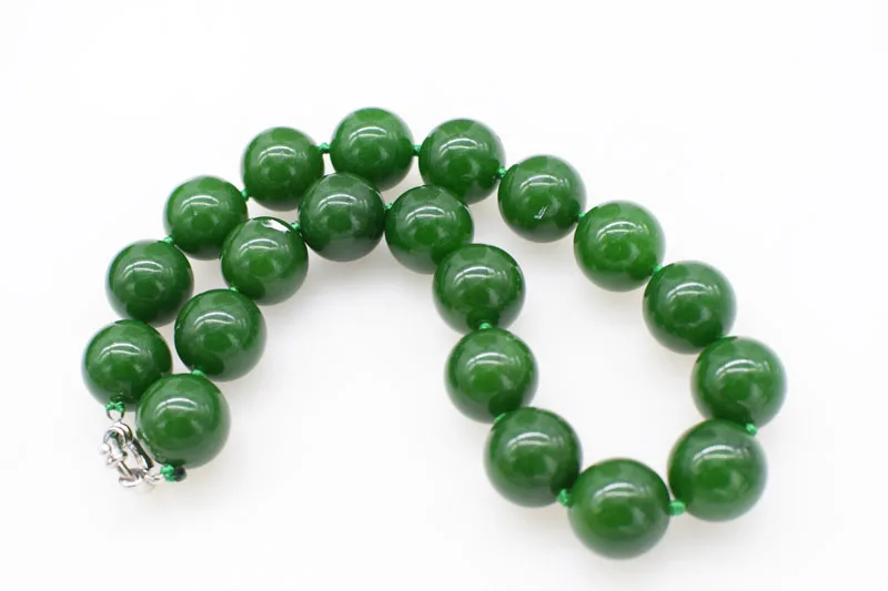 Fashion Natural Green Jade Beads Jewelry Necklace 17" AAAA grade 