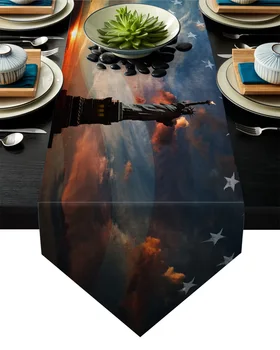 

American Independence Day Table Runner Table Flag Home Party Decorative Tablecloth Table Runners