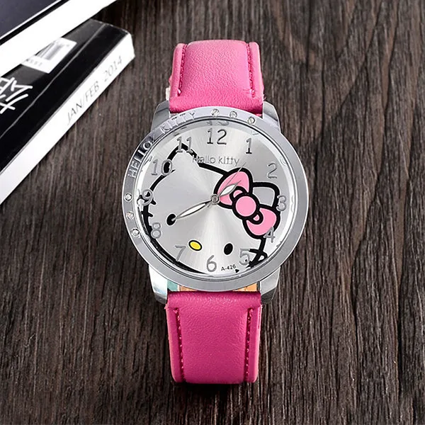 Cute Leather Quartz Watch Children Kids Girls Casual Fashion Bracelet Wrist Watch Clock Relogio Feminino afbeelding