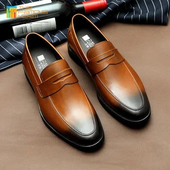 

spring and summer cowhide lazy man set foot men's single shoes British leisure men's leather shoes leather Lefu shoes