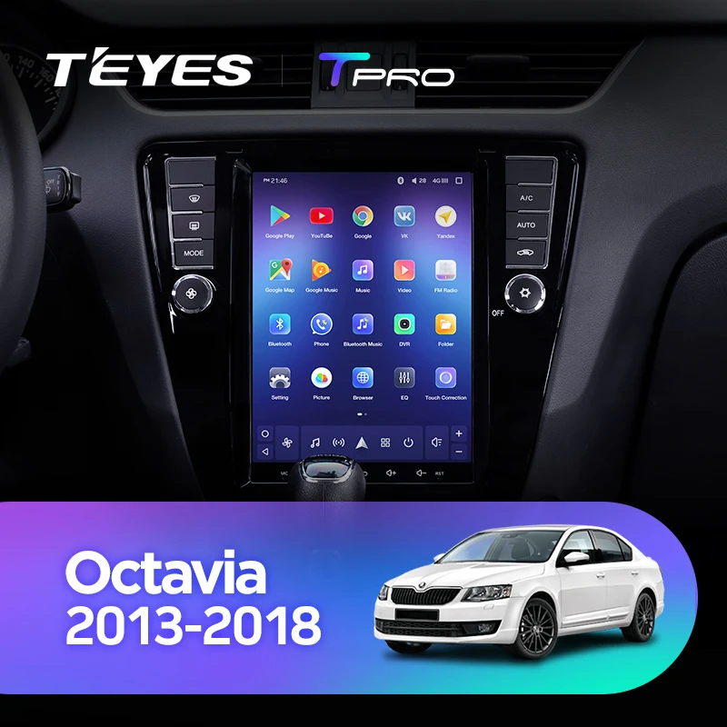 TEYES TPRO Штатная магнитола для Шкода Октавия 3 Экран Тесла Skoda Octavia 3 A7 Tesla screen Android 8.1, до 8-ЯДЕР, до 4+ 64ГБ 32EQ+ DSP 2DIN автомагнитола 2 DIN DVD GPS мультимедиа автомобиля головное устройство