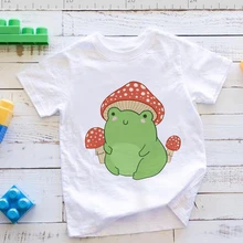

Kids Oversized T-shirt Cute Cartoon Style Frog Print Girls Clothes Daily Casual Versatile Children's Wear Cheap Fine Soft Tops