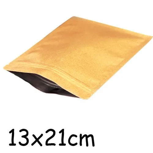 Фольгированные крафт-пакеты с молнией для кофе, упаковки еды L13cmXH21cm(не выдерживает) 100 шт./лот