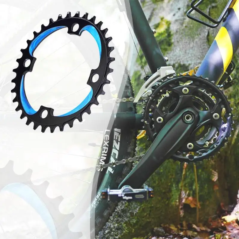 Велосипедная круглая узкая Звездочка MTB 104BCD 32T 34T 36T 38T шатуны с одним зубом части двойного цвета Велосипедное оборудование