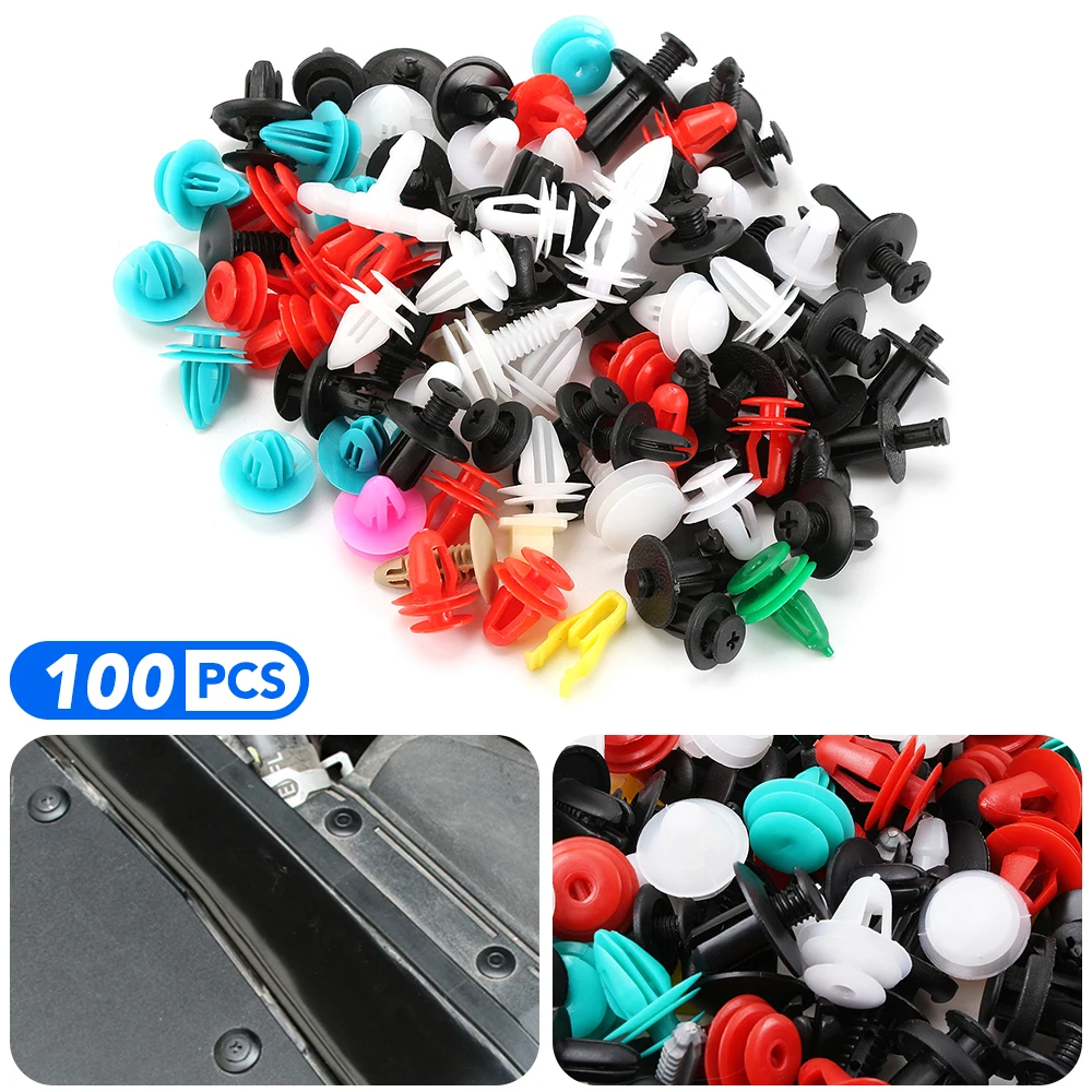 100x Universal Mixed Auto Fastener Car Bumper Clips For Kia Carens Ceed