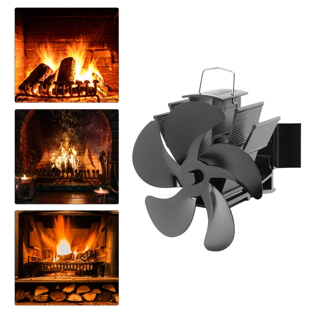 5 Blad Fireplace Fan Wall Hanging Heat Powered Stove Fan with 2 Coils  Silent Eco-Friendly