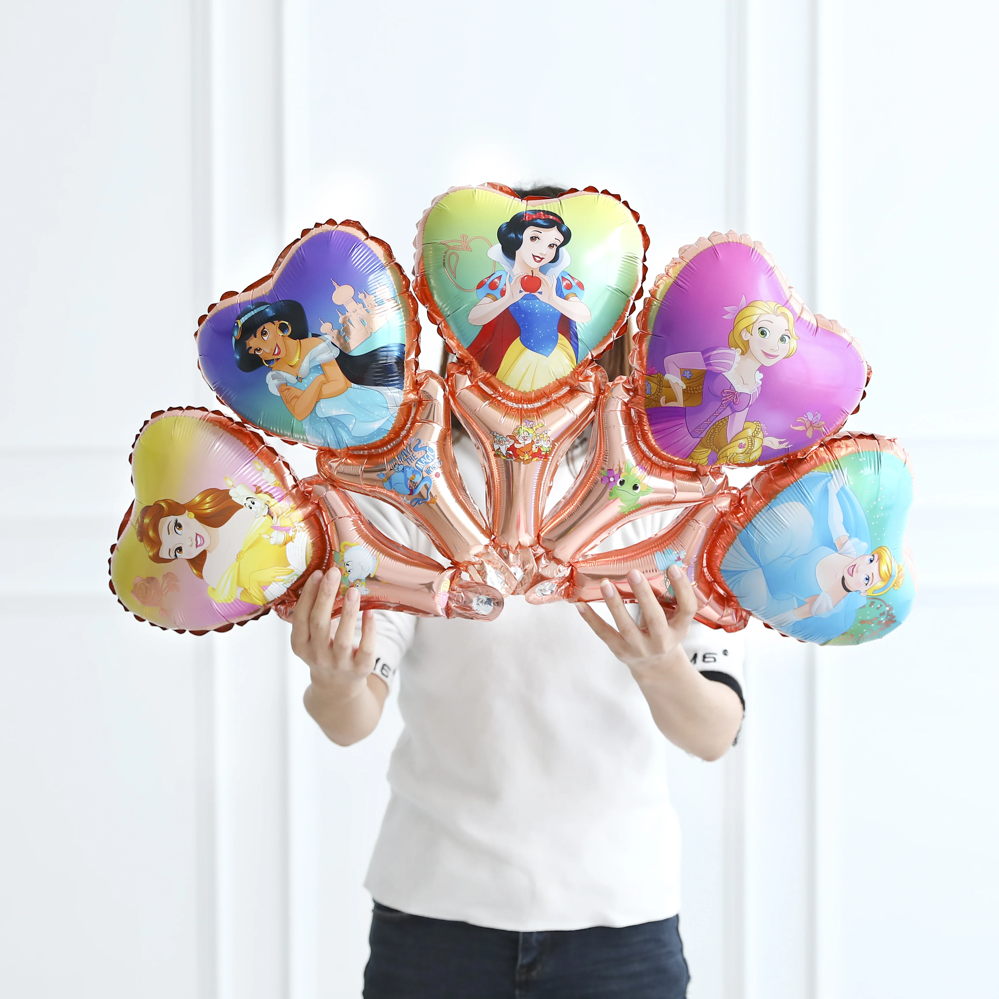 10pcs mickey mouse birthday party decor foil balloons disney hand stick toys baby shower boy girl Princess minnie Air Baloes