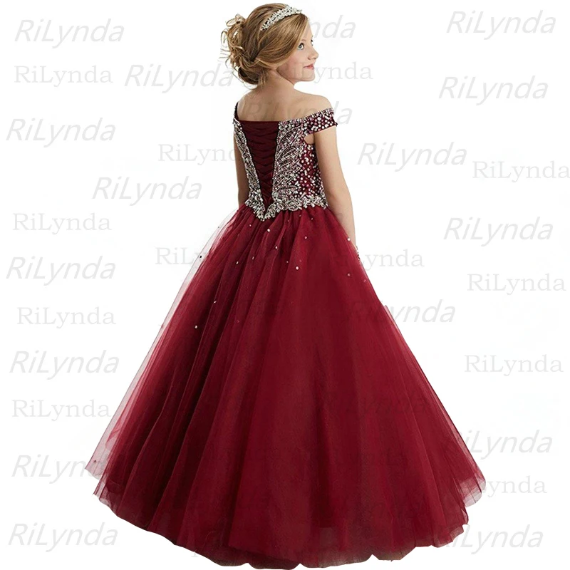 Crystal Girl Communion Dress Ball Gown Kids Formal Wear Flower Girls Dresses for Wedding - Elegant Beads Sequins Girls Pageant Dress image 3