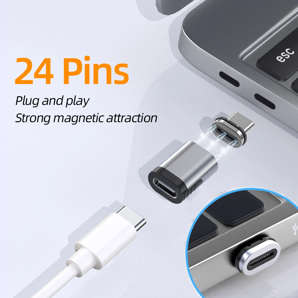 usb phone converter 100W USB C Magnetic Adapter 24Pins USB PD Fast Charging Type C 3.1 Magnet Data Converter USBC Connector For MacBook Pro Air13 M1 iphone to type c adapter