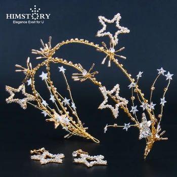 

HIMSTORY Fashion Gold Star Hairband Women Sweet Flower Wedding Hair Accessories Tiara Elegant Girls Headband Headwear Jewelry