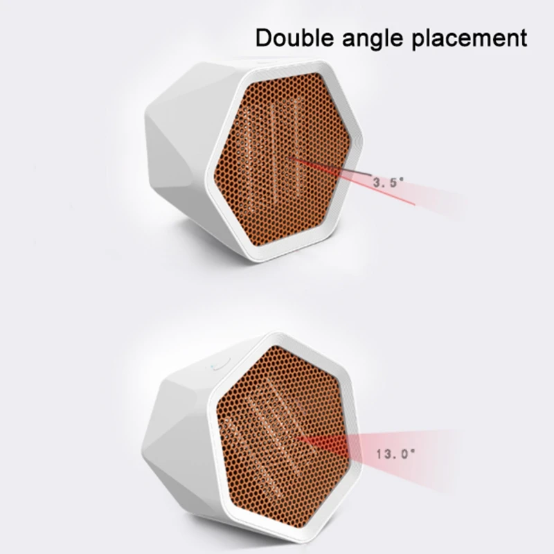 600W Electric Heater Desktop Irregular Fan Heater Household Winter Warmer Angle Adjustment for Home/Office