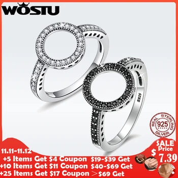 

WOSTU 2020 Hot Sale Real 925 Sterling Silver Lucky Circle Finger Rings For Women Fashion Jewelry Gift DXR041
