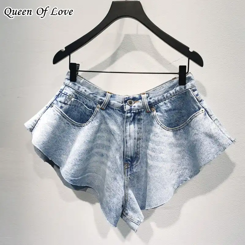 ruffle jean shorts
