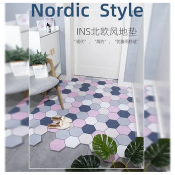

Kitchen rug custom irregular heterosexual floor mat Nordic minimalist non-slip PVC wire ring door mat entrance friction dust mat