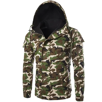 

Camouflage Military Tactical Jacket Mens Softshell Waterproof Windbreaker Winter Fleece Liner Hunt Clothes Hooded Men Coat
