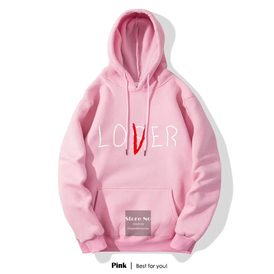 Lover Loser мужская толстовка с принтом, Зимние толстовки с капюшоном, Толстовка свободного кроя в стиле хип-хоп, Модный пуловер