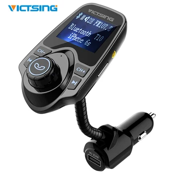 

VicTsing Bluetooth FM Transmitter USB Car Charger Wireless Car Kit with 3.5mm Audio Port 1.44 Inches Screen Supports Display