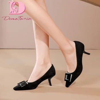 

Doratasia Hot Sale 2020 Kid Suede Strange Style Concise Pumps Woman Shoes Pointed Toe Slip-On Office Lady Pumps Women Shoes