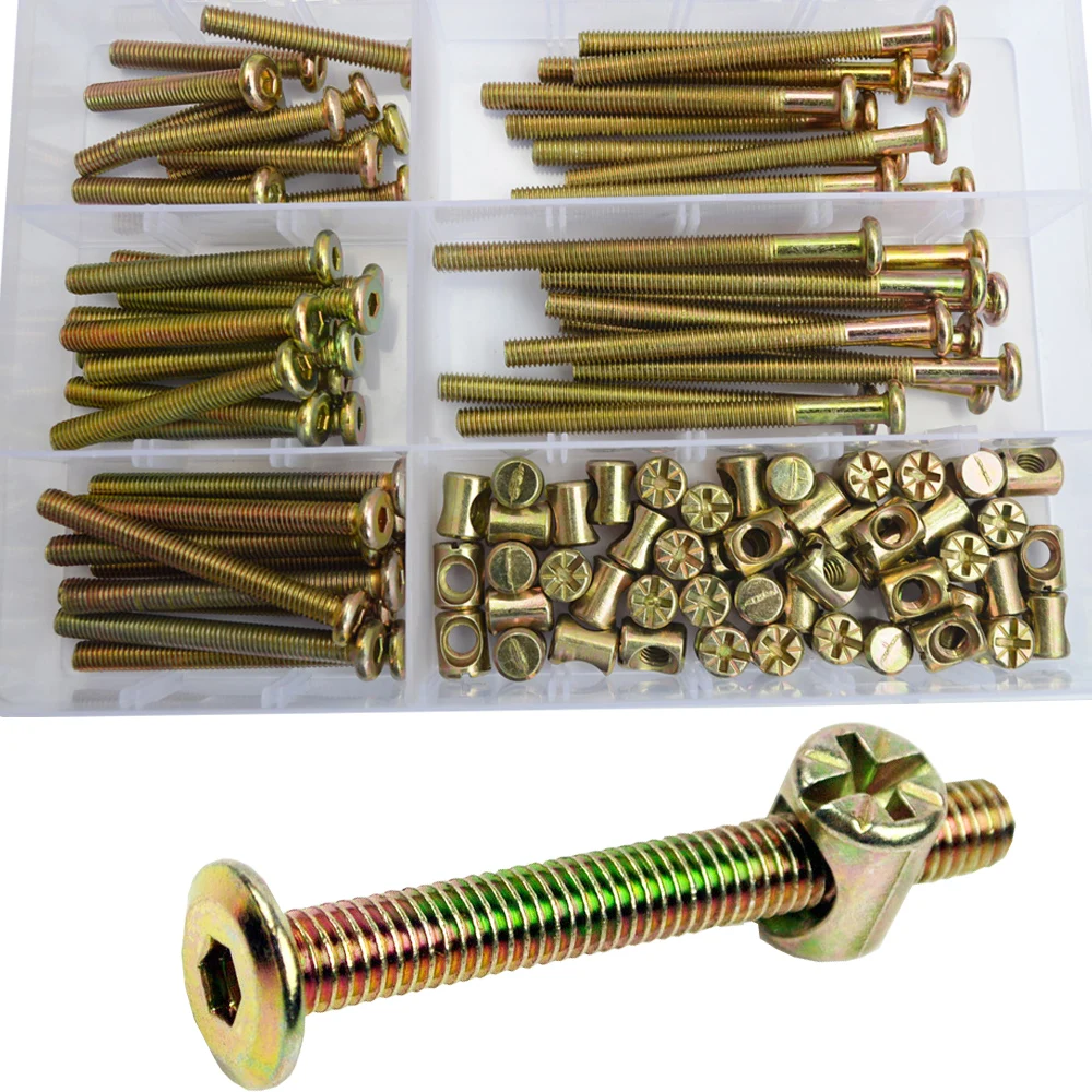 

Hex Drive Allen Socket Head Furniture Screw Metric Thread Hexagon Machine Bolt Barrel Nut Assortment Kit M6X40-80 Steel Zinc