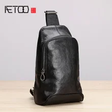 AETOO нагрудная сумка, мужская кожаная модная винтажная сумка на одно плечо, повседневная мужская сумка из воловьей кожи Baotou