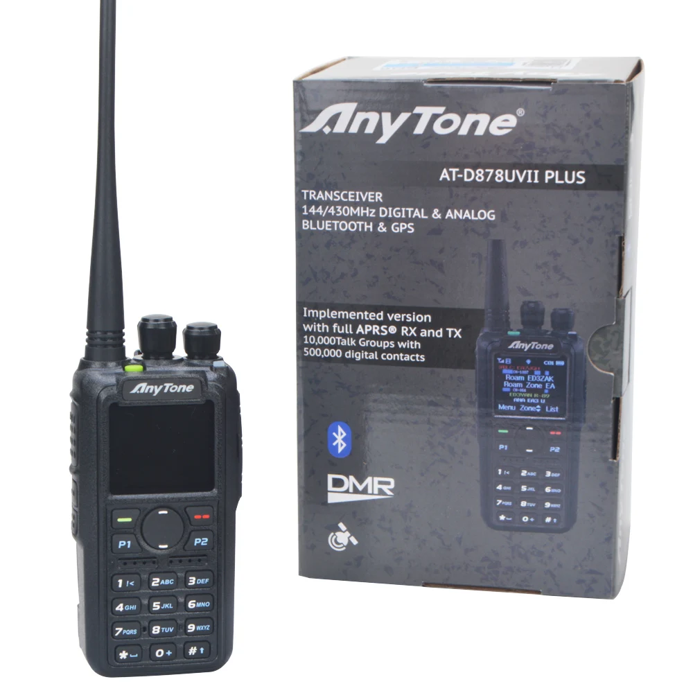 

Anytone Ham Radio AT-D878UVII Plus Bluetooth-Compatible PTT GPS APRS Dual Band VHF/UHF DMR Digital Analog Walkie Talkies