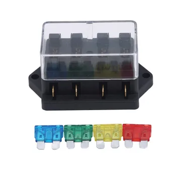 

1 Set Of Mixed Colors (4 Fuses + 1 Fuse box) plug-in multi-way Fuse Box Auto Replacement Accessories