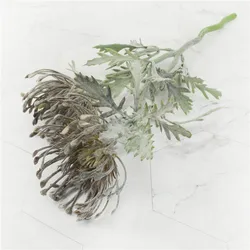 Vibrant Flocked Leucospermum Artificial Flowers (GRAY)