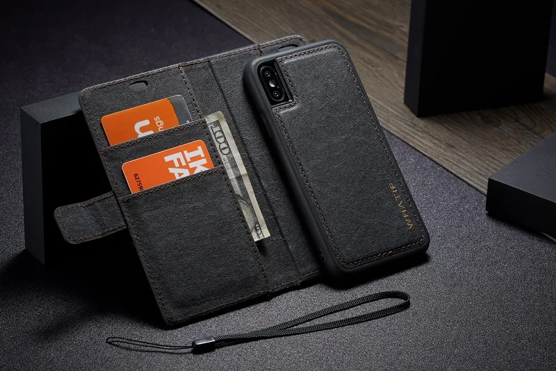 WHATIF кошелек держатель для карт для iPhone X XR XS Max 7 8 Plus DIY Бумага Уникальный 2 в 1 Магнитный чехол для iPhone 6 6S Plus
