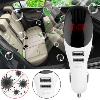 

LEEPEE 12V/24V 3.1A Dual USB Charger Oxygen Bar Ozone Ionizer Cleaner Fresh Air Ionic Purifier Car Air Purifier Air Freshener