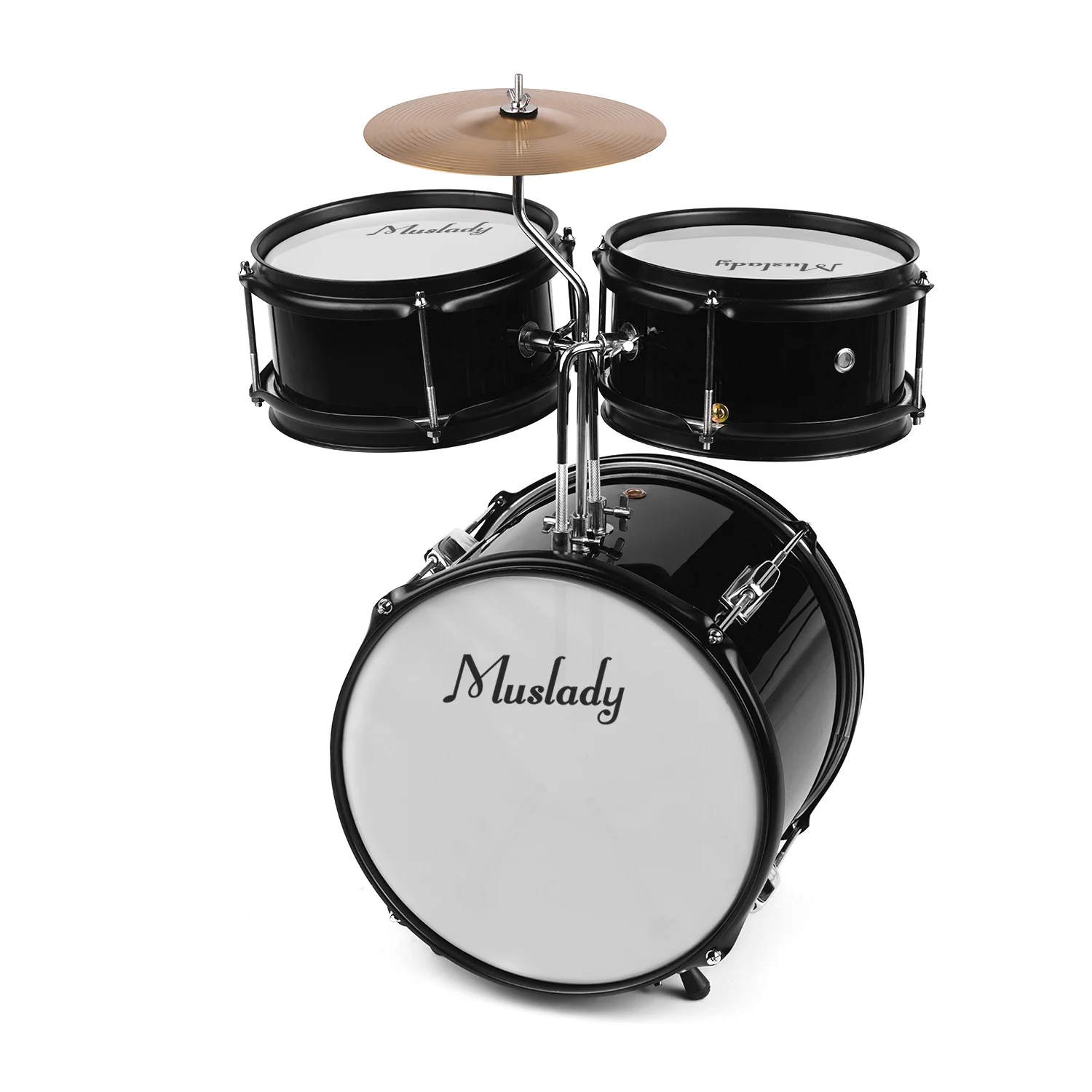 Muslady 3-pieces Drum Kit Дети Junior Drum Set ударный музыкальный инструмент с тарелки барабанные палочки регулируемый стул