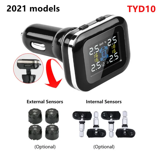 Develuck Smart Car TPMS Upgraded Cigarette Lighter Angle Adjustable Tire Pressure Alarm System with USB motorcycle accessories TY-D10