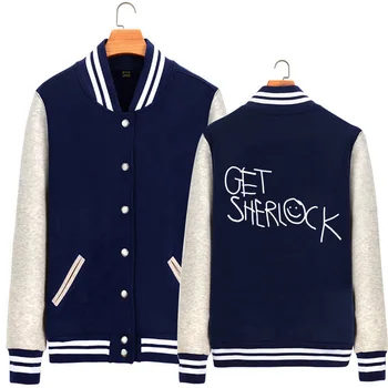 

Smiley smiling face Get Sherlock I Believe In Sherlock Holmes Man Boy Baseball jacket Full Zip Coat Fleece Autumn Winter ZIIART