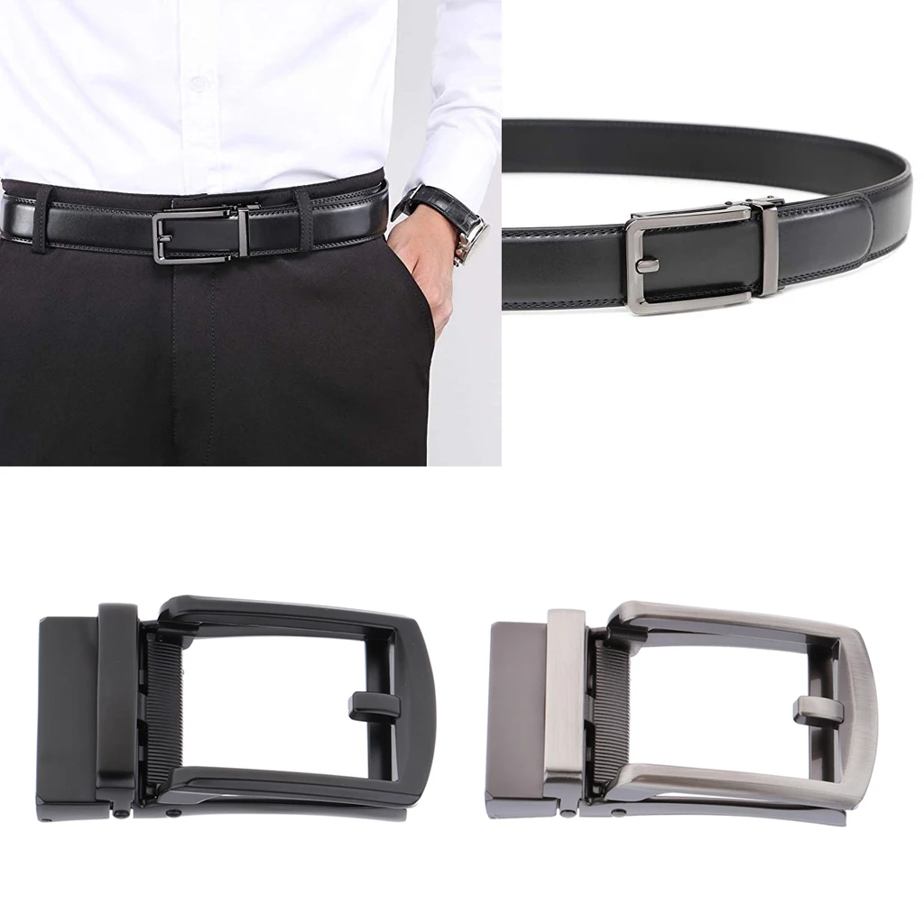 Mens Solid Buckle - Automatic Ratchet Leather Belt Buckle Only for 3.5cm/1.38in Leather Strap