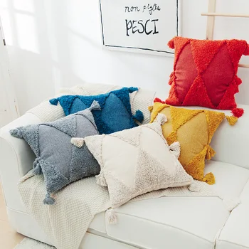 

Luxury Hand-embroidered Tassel Pillowcases Decoration Cushions Covers Square For Sofa Bed Car Home Wedding Throw Pillow