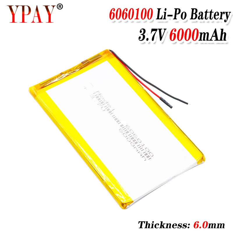 

1/2/4 Pieces New Durable 6060100 6000mAh 3.7V Lithium Polymer Batteries 3.94x2.36x0.24" Rechargeable Li-Po Lipolymer Battery