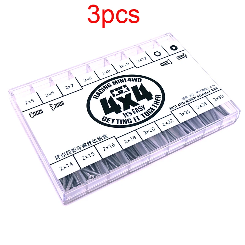 

3PCS Tamiya Mini 4WD Parts Toolbox Screw/Nut Storage Box Transparent Tool Box Case