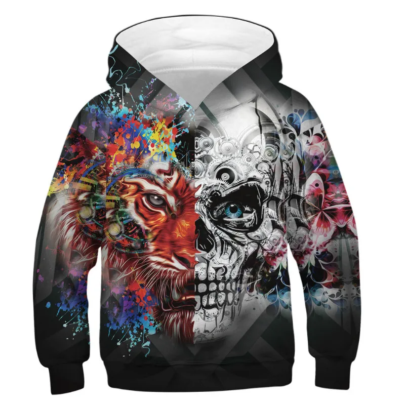 

Cool Boys Girls Print Hoodies Teens Spring Autumn Outerwear Kids Hooded Sweatshirt Clothes Children Long Sleeve Pullover Tops