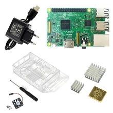 Raspberry pi 3 modelo b starter kit-pi 3 placa com caso e plugue de alimentação da ue com logotipo dissipadores de calor pi3 b/pi 3b com wifi bluetooth