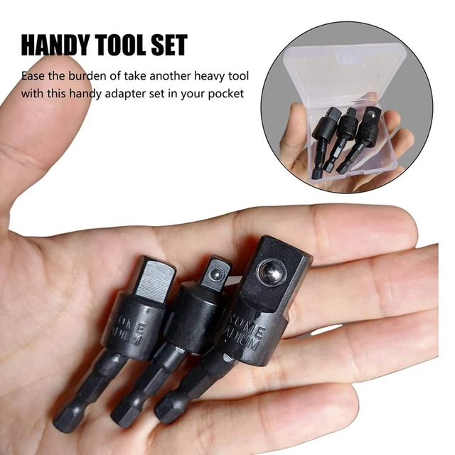3Pc Wobble Socket Adapters Univerzális Ízületi Aljzatkészlet, 1/4 Hüvelykes Hex Szár 3/8 1/2 Négyzet Alakú Aljzat Meghajtók - Image 4