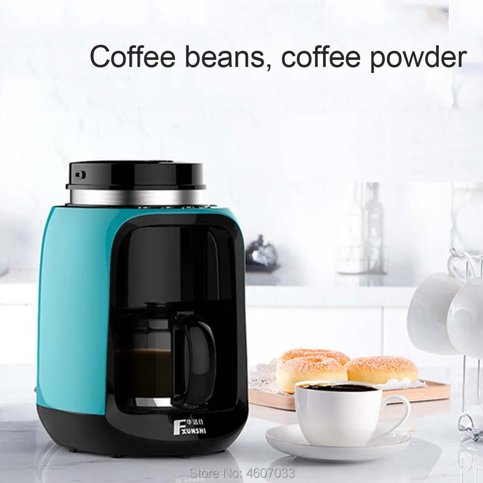 0.6L 220V Automatic Coffee Machines Home Office American Electric drip Coffee Maker Bean grinding Filter  for bean and powder