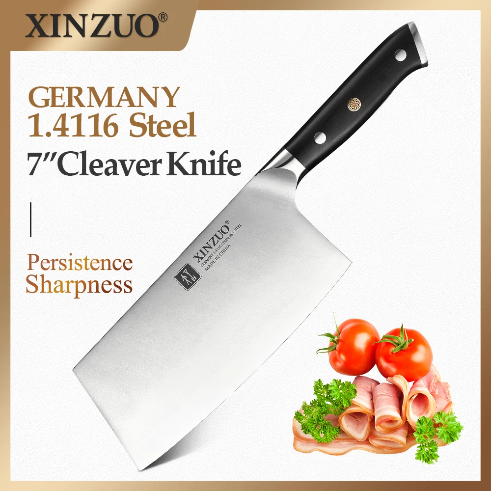 XINZUO 7 дюймовый Мясницкий кухонный нож из высокоуглеродистой нержавеющей стали DIN